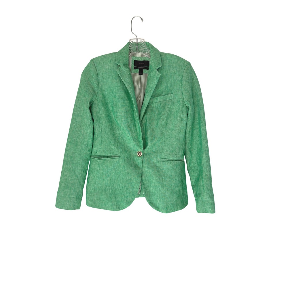 J. Crew Factory Green Single-Button Linen Blend Blazer